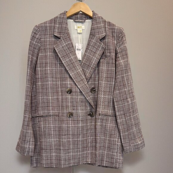 NWT Anthropologie Maeve Double-Breasted Plaid Blazer - Picture 4 of 5
